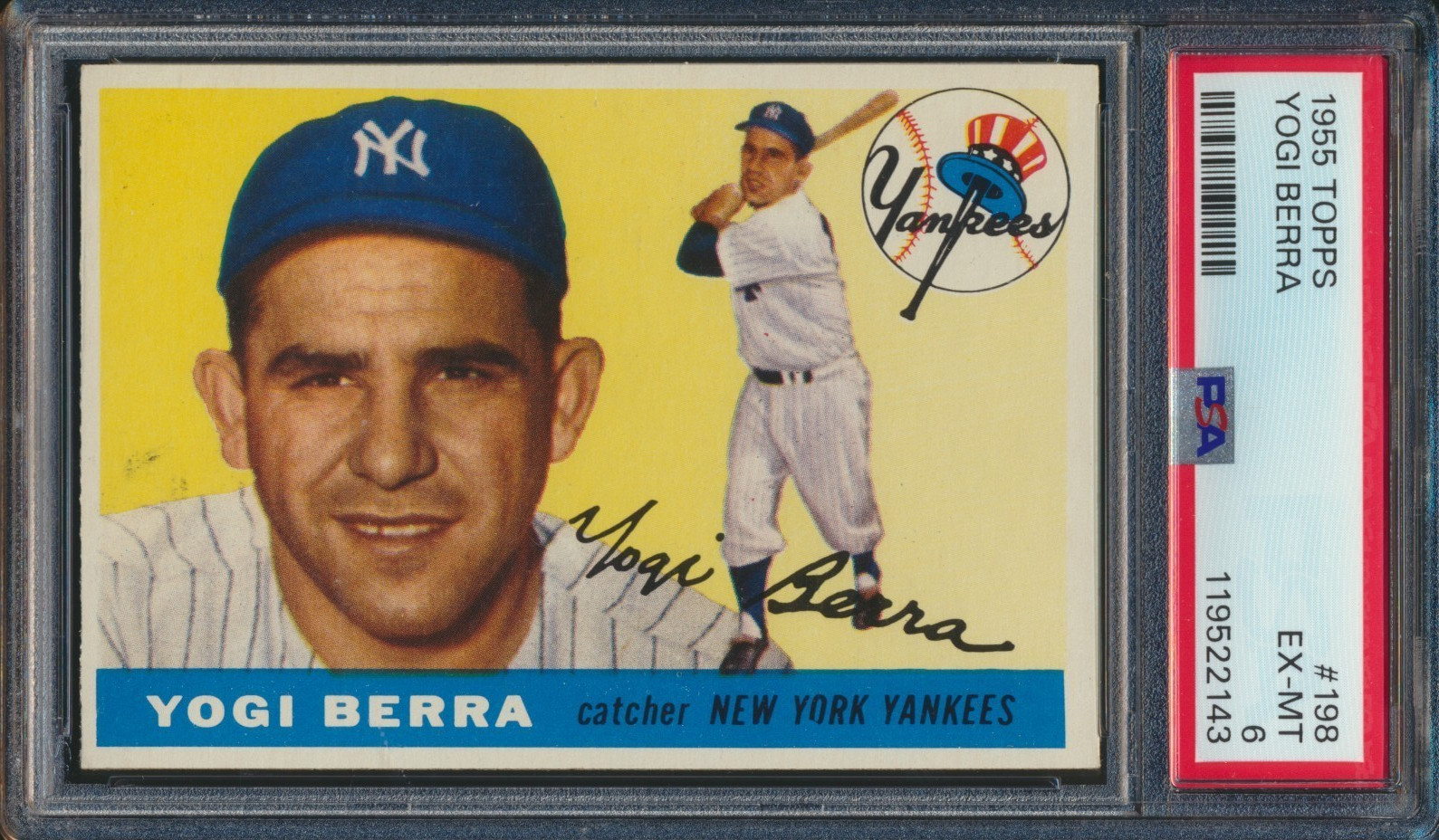 1955 TOPPS BASEBALL #188 YOGI BERRA PSA 6 EX-MT HOF YANKEES HIGH NUMBER