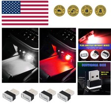 4 PCS USB LED Car Interior Atmosphere Lamp, Plug-in USB Decor Night Light, Po...