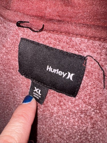 Hurley Hoodie Full Zip Sweatshirt Unisex Size XL Skateboard Maroon Grey Logo - Picture 7 of 8