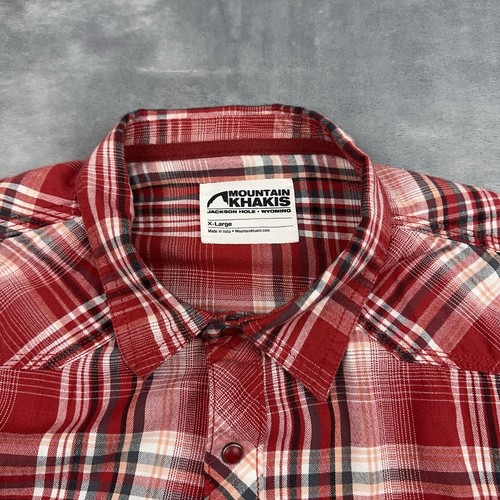 Mountain Khakis Shirt Mens Size XL Red Plaid Long Sleeve Pearl Snap Western - Picture 5 of 11