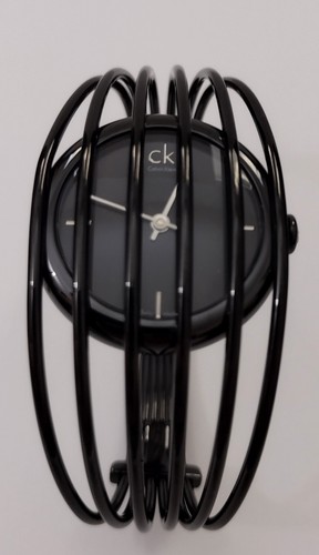 CK CALVIN KLEIN K9924402 Analog Swiss Made Women's Black Steel Bangle Watch Fly - Picture 1 of 11