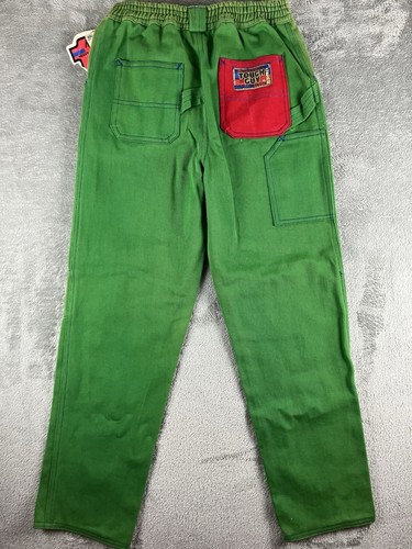 Vintage 90s Boys Mack Truck Carpenter Work Jeans Green Size M (12) 26x26 - Picture 6 of 7