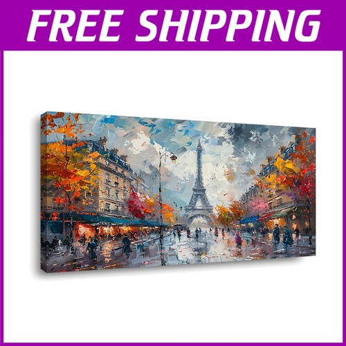 Paris Eiffel Tower Wall Art Decor 20x40 - French Landscape - Picture 1 of 11