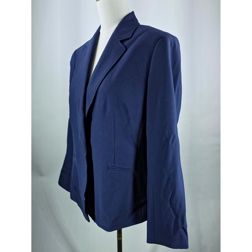 Le Suit 2-Teiler Anzug Damen 12 Indigo Einknopf Blazer Anzug Jacke Karriere Neu mit Etikett - Bild 5 von 15