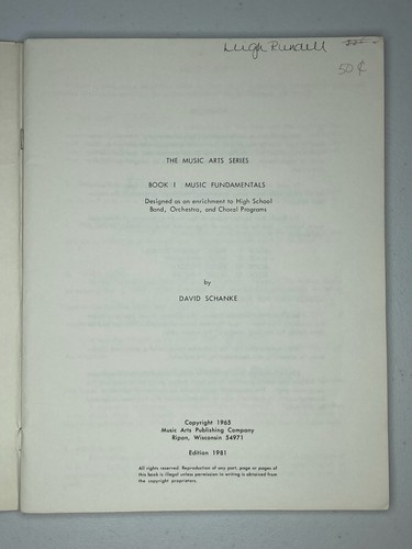 The Music Arts: Music Fundamentals David Schanke Volume 1-6 Sheet Music Book - Picture 3 of 23