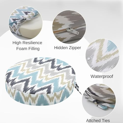 Outdoor Bistro Chair Cushions, 15”x15”x 3” Thick Outdoor Round Seat Cushions - Picture 3 of 8