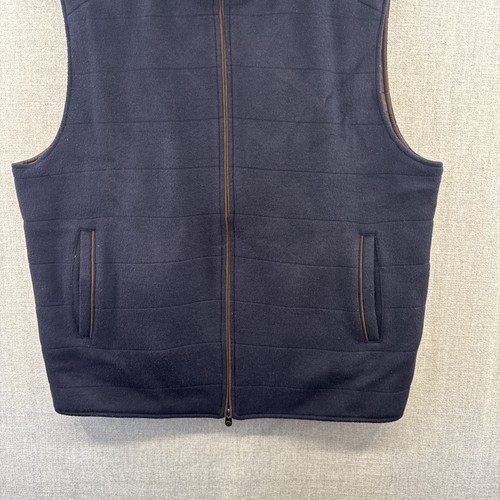 Peter Millar Flex Fleece Wool Vest Large Blue Navy Full Zip Gilet Golf Pockets - Picture 4 of 16