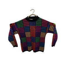 80 vintage Rafaella rabbit hair lambswool colorblock sweater
