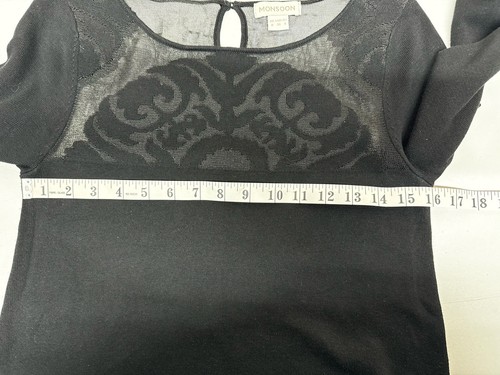 Top Monzón Mujer Talla 8 Negro Detalle Encaje Mangas Largas Excelente Estado - Imagen 10 de 13