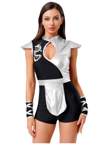 Women Cosplay Sexy Outfits Costume Bodysuit Dragon Print Jumpsuit Game Adult - Picture 56 of 72