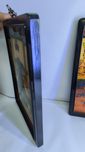 Junger chinesischer Kaiser & Kaiserin Glasrückseite Gemälde Qianlong & Xiaoxianchu - Bild 4 von 15