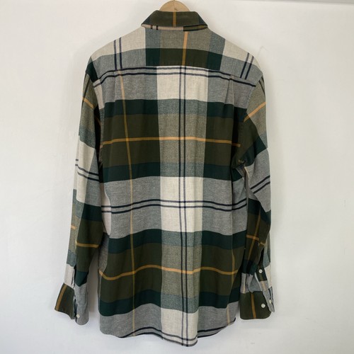 Men's Barbour Plaid Green & Beige Button Down Cotton Shirt - Size Regular XL - Imagen 9 de 13