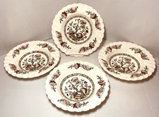 VTG 4 Myott Staffordshire Indian Tree 8" Salad Bread Plates Made in England.
