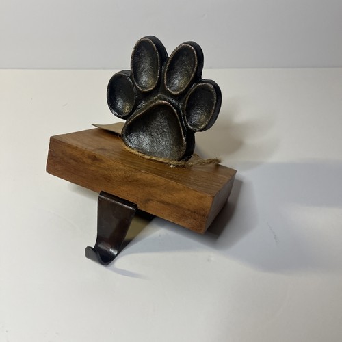 Porta calze o guinzaglio natalizio cane animale metallo zampa base legno - Foto 2 di 5