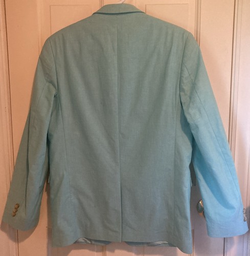 J. Khaki Boy’s Blazer Jacket Turquoise 100% Cotton Chambray Fully Lined Size 18 - Picture 5 of 10