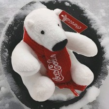 NWT Coca-Cola Arctic Home COKE Polar Bear 4" Plush Stuffed Animal Toy Red Scarf