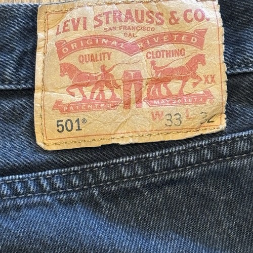 Levi’s 501 Original Fit Button Fly Jeans Men’s 33x32 Dark Wash Made in Poland - Picture 4 of 18