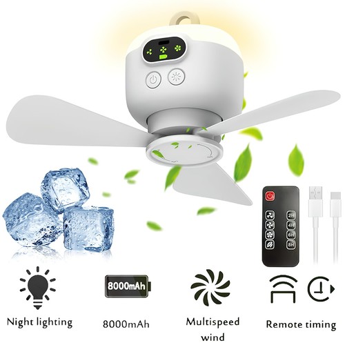 USB Camping Zelt Fan Deckenventilator Mit Fernbedienung Led Campingventilator - Bild 15 von 19