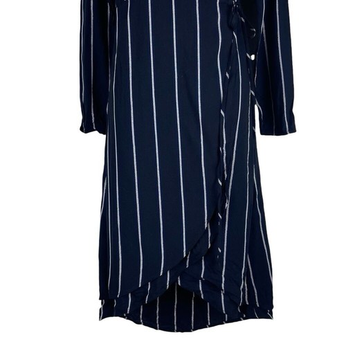 Rails Priya Metallic Striped Wrap Dress Knee Length Blue Black Women Size S - Picture 7 of 12