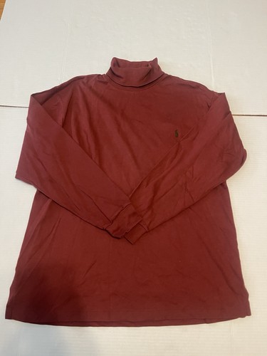 Vintage Ralph Lauren Polo Turtleneck Shirt Men’s L Made In USA Maroon Burgundy - Picture 2 of 7