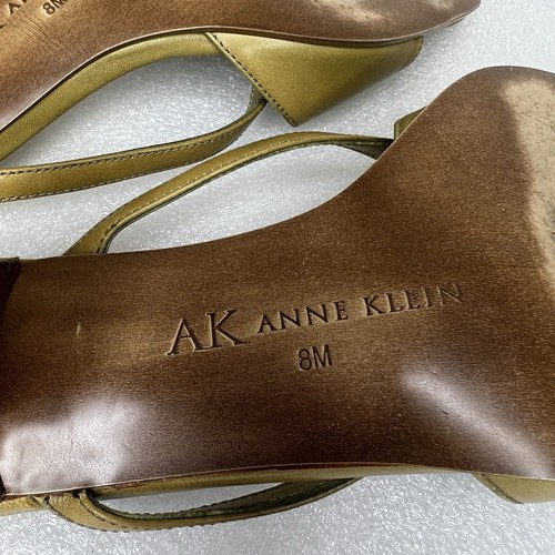 Vintage Anne Klein Kreese Damen grüne Leder Slipper Absatz Sandalen Gr. 8 90er - Bild 10 von 10
