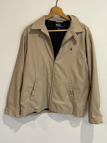 Vintage Polo Ralph Lauren Harrington Jacke Medium Beige Herren Full Zip gefüttert