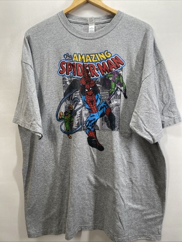 The Amazing Spider Man Comic Book Print Gray Short Sleeve T-shirt Mens XXL 50-52