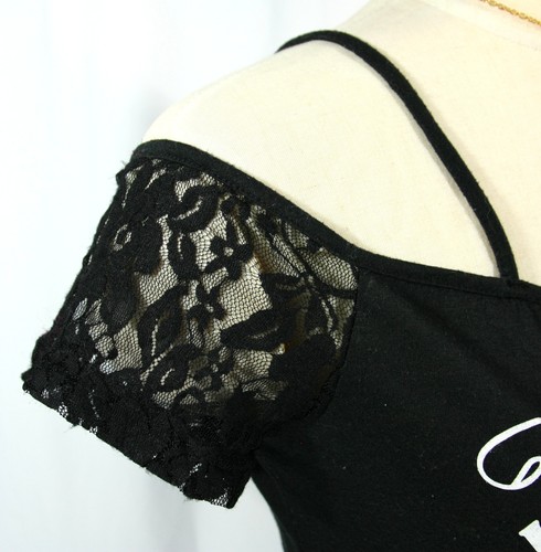 Camiseta Top Jack Daniels Mujer Fuera del Hombro Encaje Ribete M L Sexy Verano - Imagen 3 de 5