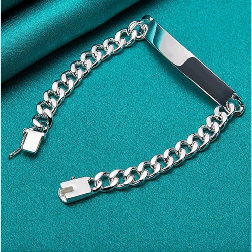 925 Silber Kubanisches Herren 10mm Armband Vintage Mode Weihnachten Geburtstag Geschenk  - Bild 4 von 5