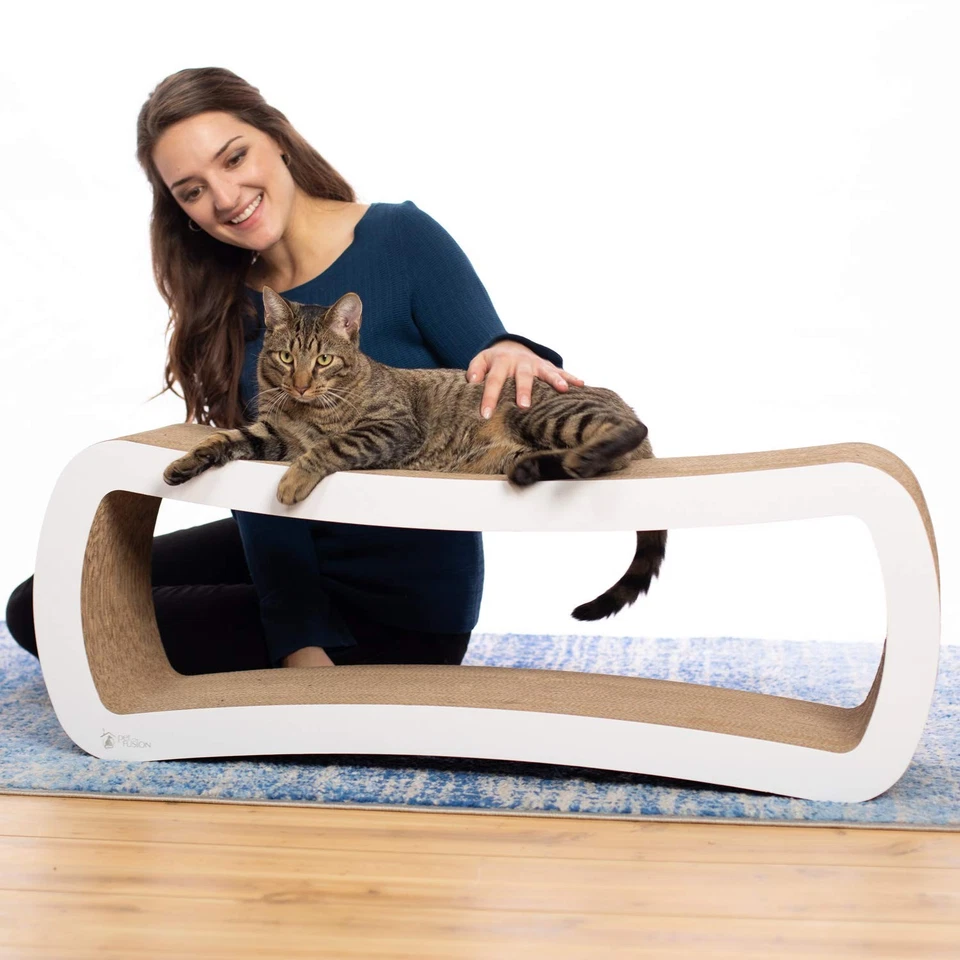 Arranhador Jumbo Cat Lounge, branco. Surf arranhador de papelão 39 X 11 X 14 polegadas 4 - Imagem 2 de 4