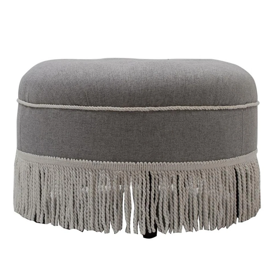 Yolanda Tufted Decorative Round Ottoman Light Grey - Image 3 of 4