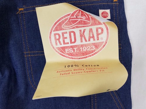 Red Kap Carpenter Jeans Deadstock Blue DENIM Pants Mens 34x33 Orange Stitching - Picture 7 of 8