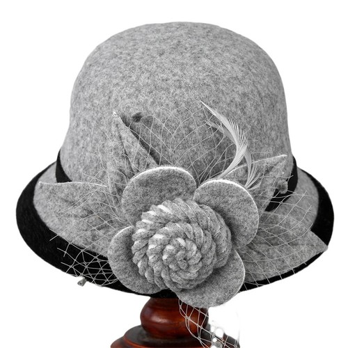 Women's Bucket Hat Bowler Hat Elegant Vintage Wide Brim Church Hats with Mesh - Bild 30 von 30