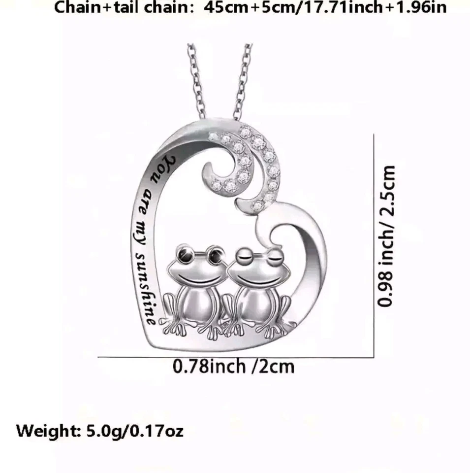 PINGENTE CORAÇÃO SAPO CORRENTE VERDE UNISSEX ADULTO CRIANÇA ANIVERSÁRIO NATAL NAMORADOS REINO UNIDO - Imagem 2 de 3