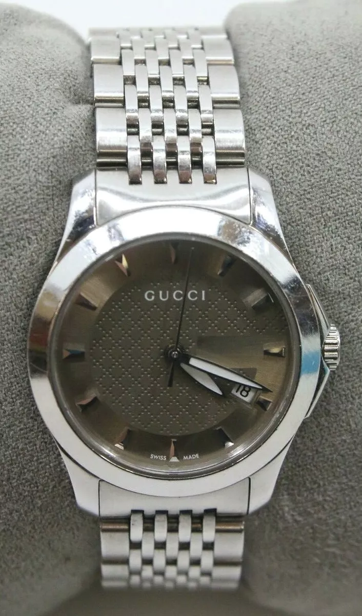 GUCCI Brown Dial Series G-Timeless Women's Swiss Watch 126.5 Stainless Steel