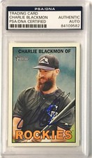 2016 Topps Heritage Charlie Blackmon Rockies Signed Auto Card #497 PSA/DNA