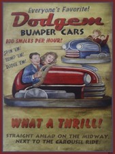 Dodgem Bumper Cars Ride Metal Sign