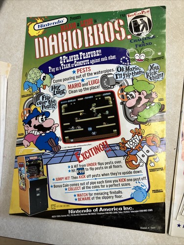Mario Bros Arcade Game Flyer 1983. Original And Rare. - Picture 4 of 5