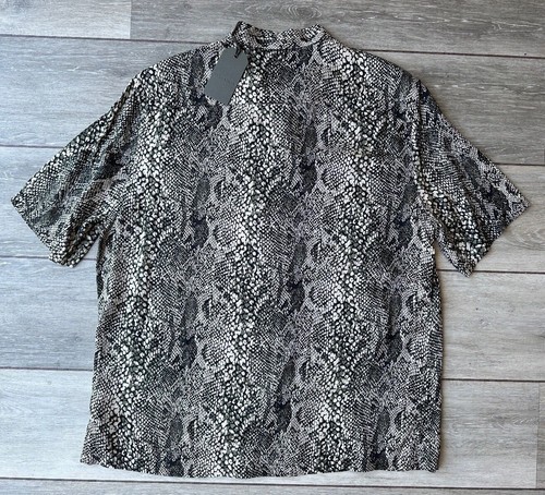 ALL SAINTS LIGHT GREY "REPTILIA" RELAXED FIT FLORAL S/S SHIRT TOP - XL - NEW TAG - Picture 10 of 14