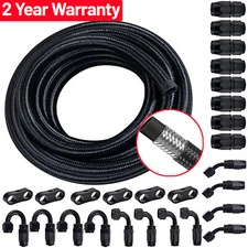 6AN 8AN 10AN Fuel Line Kit Nylon Braided Hose Fitting Kit CPE 10FT 20FT Black