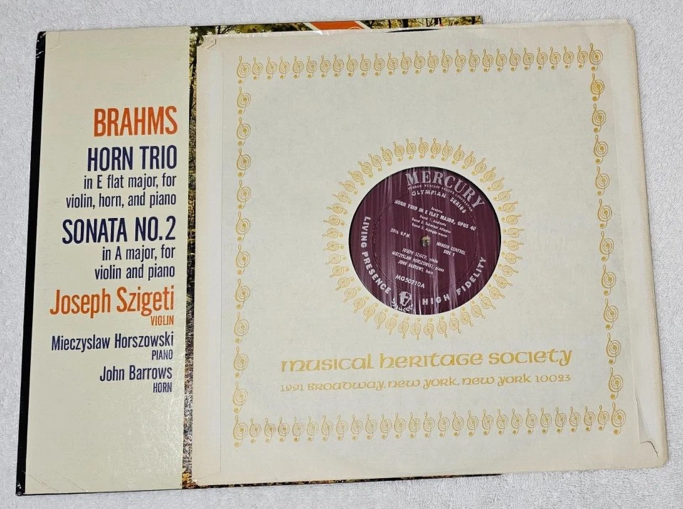 Brahms Horn Trio Sonata No.2 Szigeti Mercury SR90210 Original DG Colored Back NM - Image 3 of 3