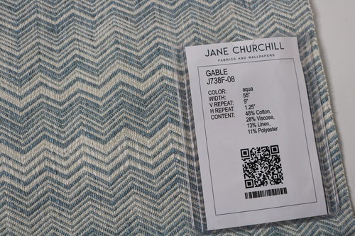 Jane Churchill Fabric Remnant Gable Aqua 27"x27" - Picture 4 of 5