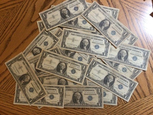 4th OF JULY SPECIAL; 1957 $1 BLUE SEAL SILVER CERTIFICATE ONE NOTE ; $2.50 EACH