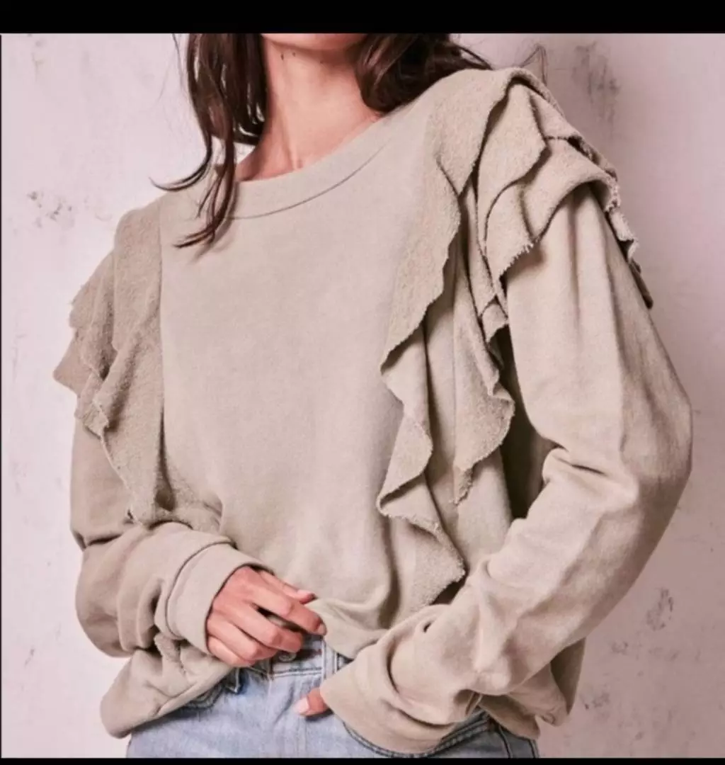 LoveShackFancy Melanie Ruffle Sweatshirt sz XS eBay