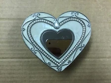 Things Remembered Silver Trinket Jewelry Heart Shaped Box With Heart Mirror