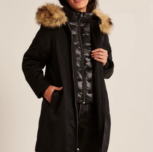 NWT ABERCROMBIE & FITCH By Hollister WOMENS PARKA JACKET / BLACK / XS SMALL - 第 1/10 張圖片