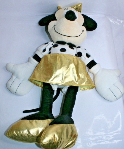 Disney Minnie Mouse 21" Dorado Negro Blanco Punto Alta Costura Almohada Amigo Peluche - Imagen 4 de 8