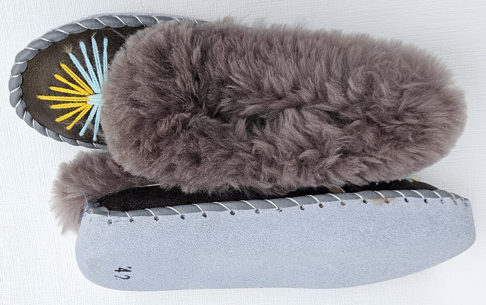 APL PELLICCIA DI AGNELLO calde PANTOFOLE taglia 42 NUOVE pelle di pecora pelle lana vergine fatte a mano (4)