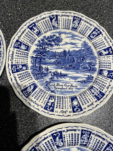 Alfred Meakin Staffordshire England 1973 Calendar Plates Blue White Zodiac Lot - Picture 4 of 13