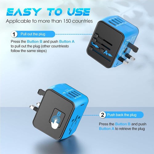 Travel Adapter International Universal 4 USB Charge Ports Converter Plug Charger - Picture 5 of 10